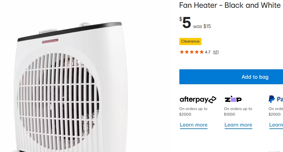风扇加热器清仓处理！66%折扣，现价$5.0！@ Kmart
