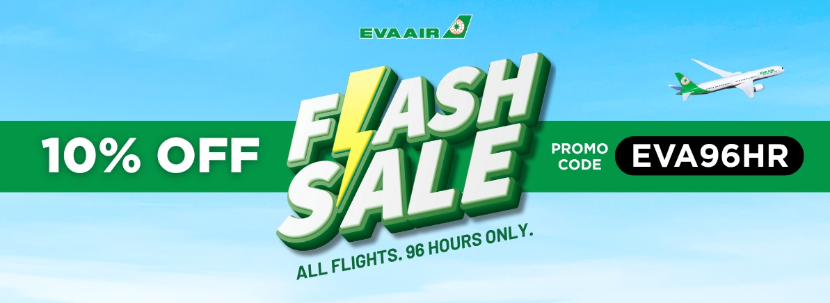 长荣航空机票限时促销活动：所有航班10%折扣！@ EVA Air
